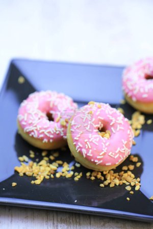 Photo for Donuts, donut with strawberry pastry - Royalty Free Image