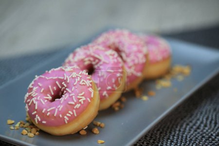 Photo for Donuts, donut with strawberry pastry - Royalty Free Image