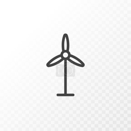 Illustration for Outline style ui icons collection. Vector black linear illustration. Wind turbine generator symbol isolated on background. Design element for business, ecology, energy industry. - Royalty Free Image