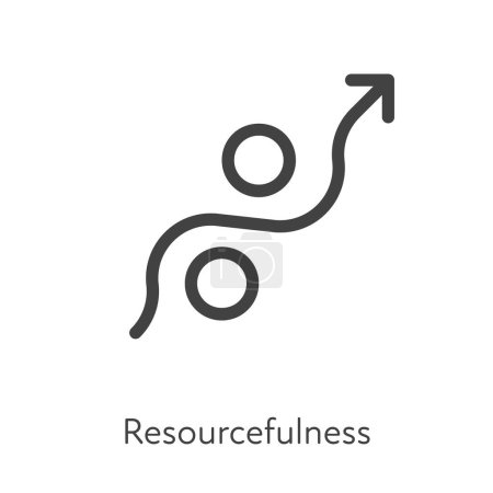 Outline style ui icons soft skill for business collection. Vector black linear illustration. Resourcefulness. Arrow trajectory beetween circle obstacle symbol isolated. Design for corporate training
