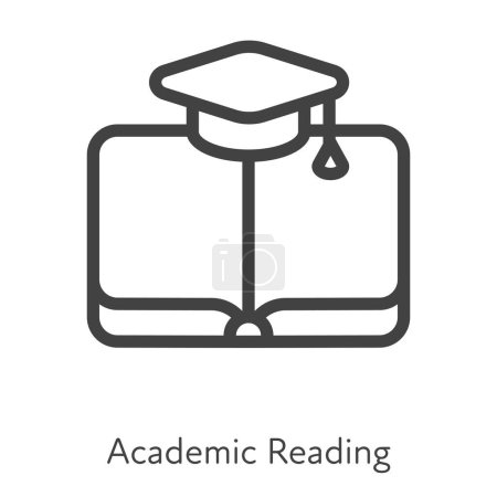 Illustration for Outline style ui icons hard skill collection. Education and science. Vector black linear icon illustration. Academic reading book, graduate hat symbol isolated on white background. Design element - Royalty Free Image