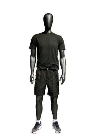 Full length image of a male display mannequin wearing sportswear isolated on white background