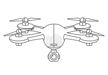 Photo for Vector illustration of quadcopter aerial drone with camera for photography, video surveillance or delivery isolated on white background in linear style - Royalty Free Image