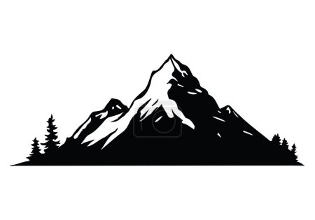 Photo for Vector Illustration of rocky mountains silhouette background. Black and white sketch, icon or logo landscape - Royalty Free Image