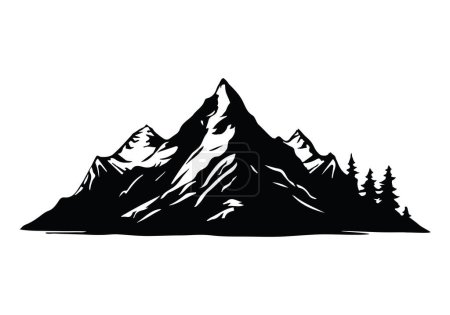 Photo for Vector Illustration of rocky mountains silhouette background. Black and white sketch, icon or logo landscape - Royalty Free Image