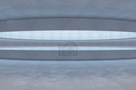 Foto de Creativo futurista blanco claro redondo cilíndrico interior con curva de estructura. Renderizado 3D - Imagen libre de derechos