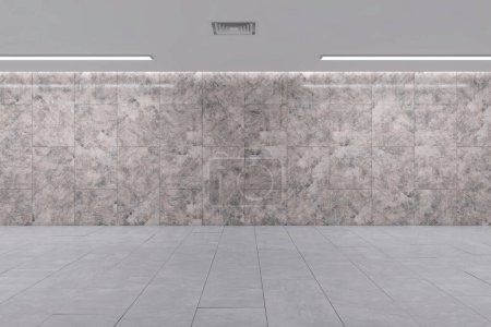 Foto de Interior del pasillo subterráneo de mármol creativo con lugar de maqueta vacío en la pared. Concepto Passage. Renderizado 3D - Imagen libre de derechos