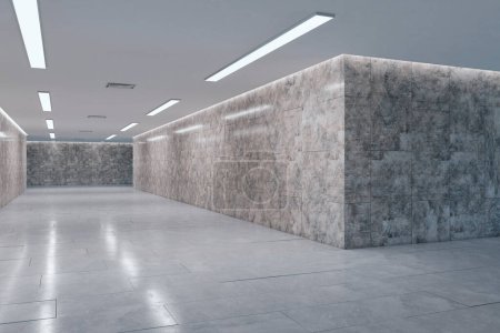 Foto de Interior del pasillo subterráneo de mármol creativo. Concepto Passage. Renderizado 3D - Imagen libre de derechos