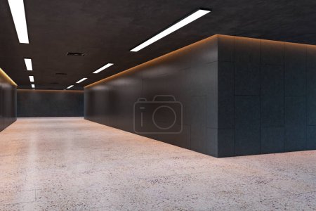 Foto de Interior del pasillo subterráneo negro creativo. Concepto Passage. Renderizado 3D - Imagen libre de derechos