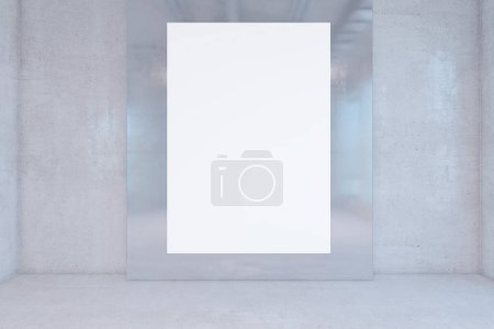 Foto de Diseño abstracto de la habitación de hormigón con blanco vacío maqueta de póster en la pared. Renderizado 3D - Imagen libre de derechos