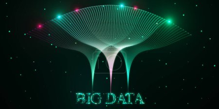 Creative tech big data hologram on dark backdrop. Technology, future, ai, information and innovation concept. 3D Rendering