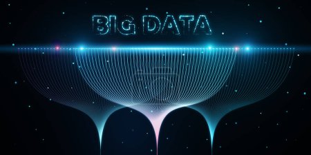 Kreatives Big-Data-Hologramm auf dunkler Tapete. Technologie, Zukunft, ai, Information und Innovationskonzept. 3D-Rendering
