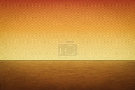 Foto de Pared clara naranja en blanco y fondo de piso de hormigón. Renderizado 3D - Imagen libre de derechos