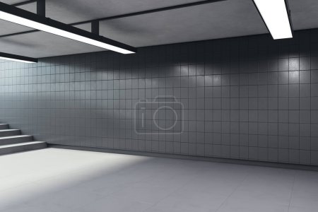 Platz zum Atmen. U-Bahn-Fliesenwand. 3D-Rendering