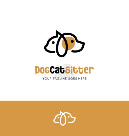 Illustration for Dog and cat logo design for pet sitting or related business. Pet care services icon. - Royalty Free Image