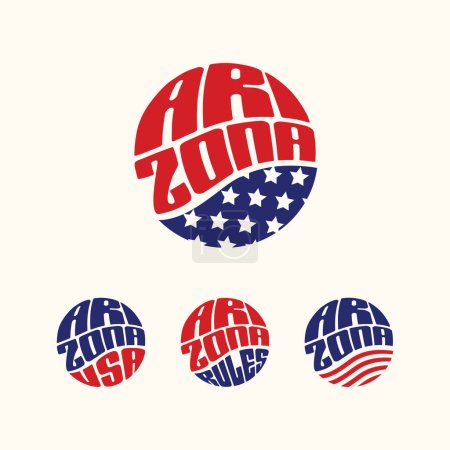 Illustration for Arizona USA patriotic sticker or button set. Vector illustration for travel stickers, political badges, t-shirts. - Royalty Free Image