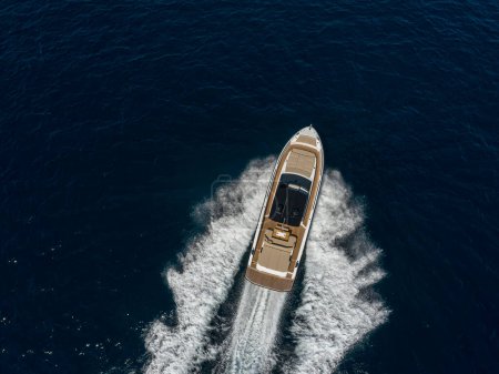 Photo for Aerial view of a luxury yacht in the mediterranean sea. napoli coast - Royalty Free Image