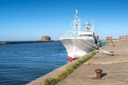 Foto de Puerto de Abashiri se enfrenta al mar de Okhotsk en el noreste de Hokkaido, Abashiri, subprefectura de Okhotsk, Hokkaido, Japón - Imagen libre de derechos