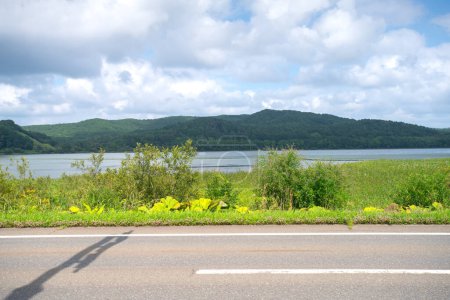 Photo for Lake Toro, the largest lake in Kushiroshitsugen National Park, located on the eastern side of the park, Hokkaido, Japan - Royalty Free Image
