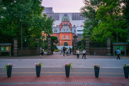 Téléchargez les photos : Sapporo, sous-préfecture d'Ishikari, Hokkaido, Japon - 21 août 2023 - Scène de l'ancien bâtiment du gouvernement d'Hokkaido (bureau d'Akarenga ou de Red Brick), en rénovation - en image libre de droit