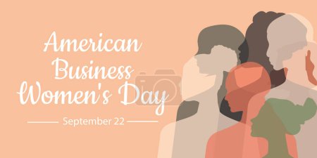Ilustración de American Business Women's Day. 22 de septiembre. Banner rosa horizontal. Vector. - Imagen libre de derechos