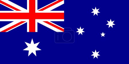 Australische Flagge. Horizontales Plakat. Der offizielle Nationalfeiertag Australiens ist der 26. Januar. Vektor.