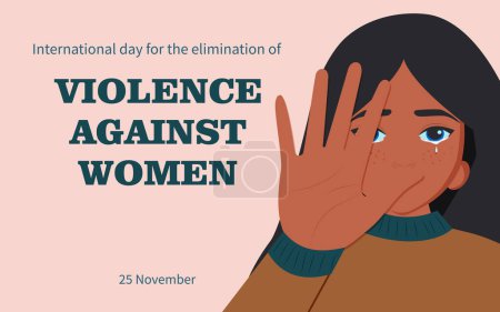 International day for the elimination of violence against women. November 25. Horizontal poster. Vector.
