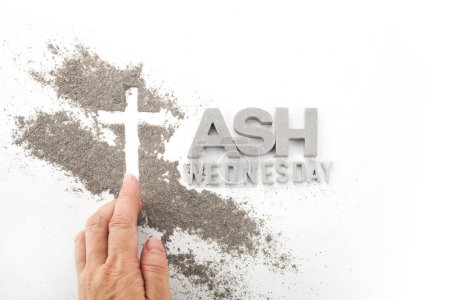 Photo for Cross made of ashes, Ash Wednesday, Lent season abstract background - Royalty Free Image