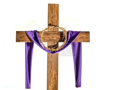 Lent season, Holy week and Good friday concept. Ccross isolated on background.