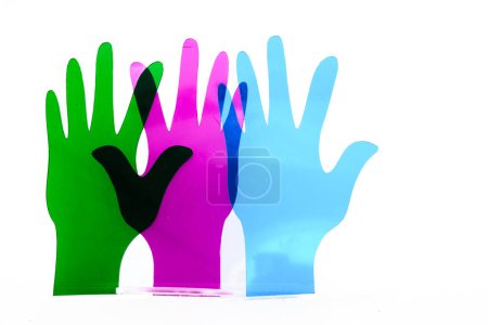 Photo for Rare Disease Day Background. Colorful hands on white background. - Royalty Free Image