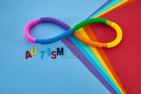 Autistische Regenbogen acht Unendlichkeit Symbol. Tag des Autismus-Bewusstseins