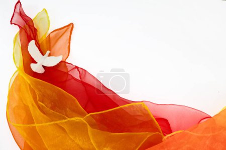 Pentecost Sunday. Pentecost background with flying dove and flame background