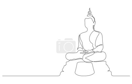 Téléchargez les illustrations : Buddha art linéaire dessin linéaire continu illustration vectorielle - en licence libre de droit