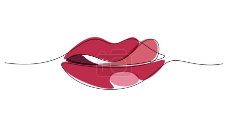 Ilustración de Mujer sexy labios lamiendo una línea dibujo vector ilustración - Imagen libre de derechos