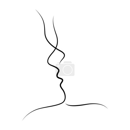 Illustration for Couple kissing romantic scene flourish art vector illustration - Royalty Free Image