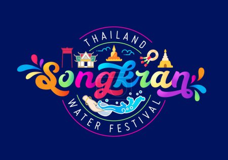 Songkran Banner bunte Feier Konzept Vektor Illustration