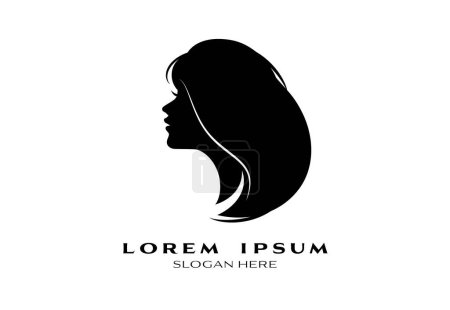 beautiful woman long hair silhouette illustration