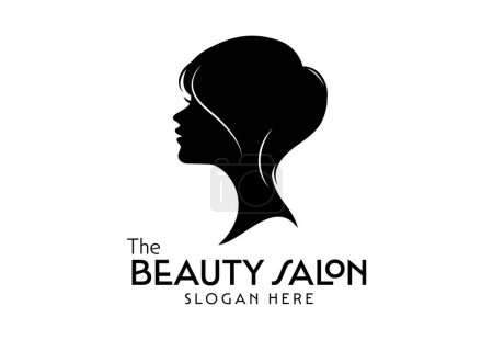 beautiful woman short bobbed hairstyle silhouette illustration