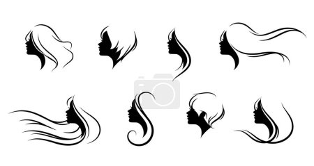 beauty woman face set in silhouette hairstyle
