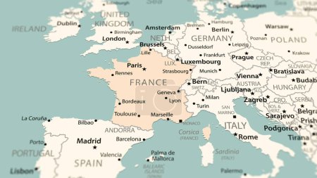 Photo for France on the world map. Shot with light depth of field focusing on the country. - Royalty Free Image