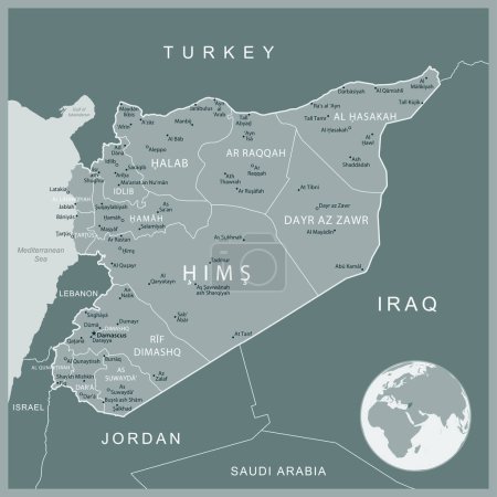 Syrien - detaillierte Karte mit administrativen Einteilungen Land. Vektorillustration
