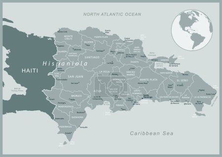 Illustration for Dominican Republic - detailed map with administrative divisions country. Vector illustration - Royalty Free Image