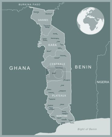 Togo - detailed map with administrative divisions country. Vector illustration