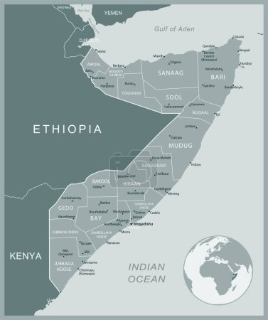 Somalia - detailed map with administrative divisions country. Vector illustration