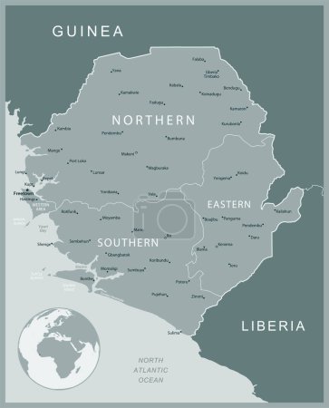 Sierra Leone - Detailkarte mit administrativen Einteilungen Land. Vektorillustration