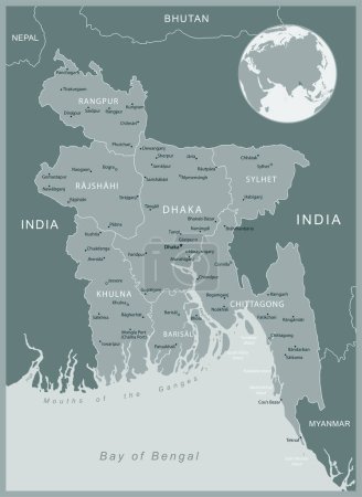 Bangladesh - detailed map with administrative divisions country. Vector illustration