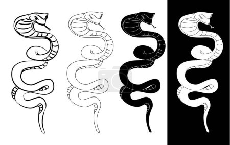 Téléchargez les illustrations : Vecteur de serpent dessiné à la main Illustration isoler sur fond blanc.. - en licence libre de droit
