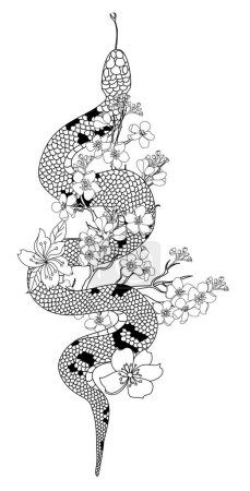 lampropeltis triangulum vector.sticker und handgezeichnete Schlange für tattoo.red Schlangenreptil auf weißem Hintergrund.