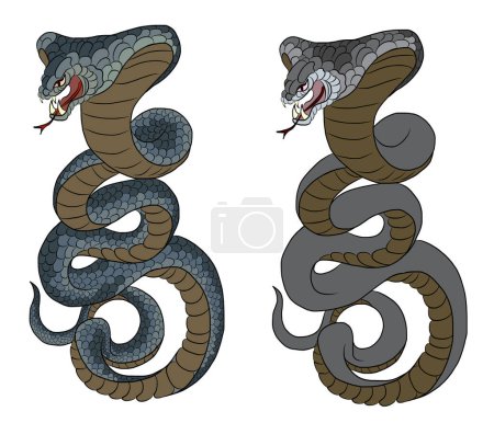 snake cobra tattoo style Cobra vector. king Cobra snake with mouth open.Snake cobra illustration.