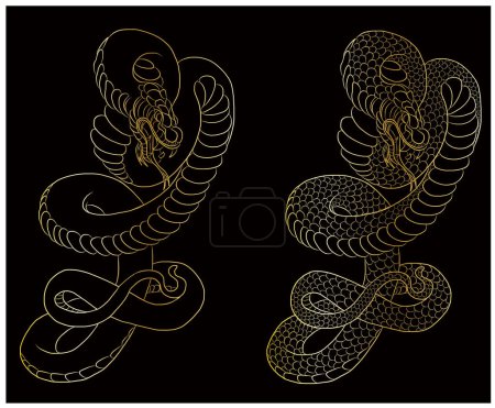 Schlangenkobra Tätowierung Stil Cobra Vektor. King Cobra Schlange mit Mundöffnung. Snake cobra Illustration.